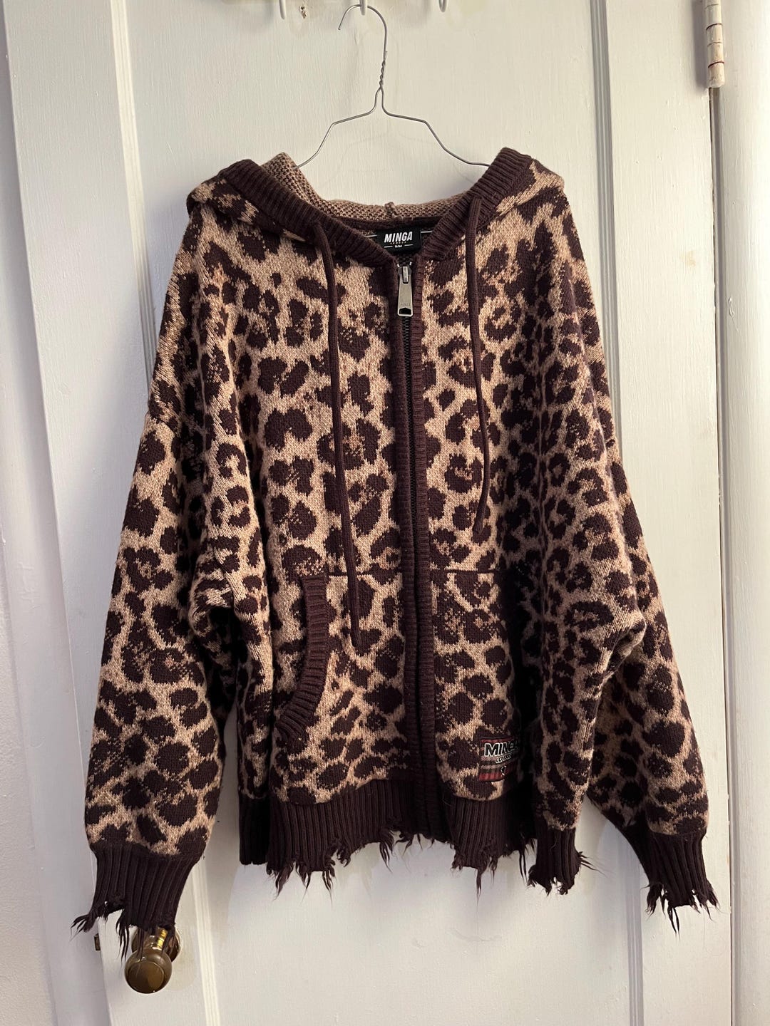 Pink Leopard Men's Zip Up Hoodie