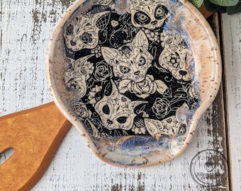 Handmade Ceramic Spoon Rest, Whimsical Cat, Kitchen Utensil Holder, Cooking Accessories, Decorative