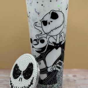 Jack Skellington inspired Glow-in-the-dark Snow Globe Tumbler