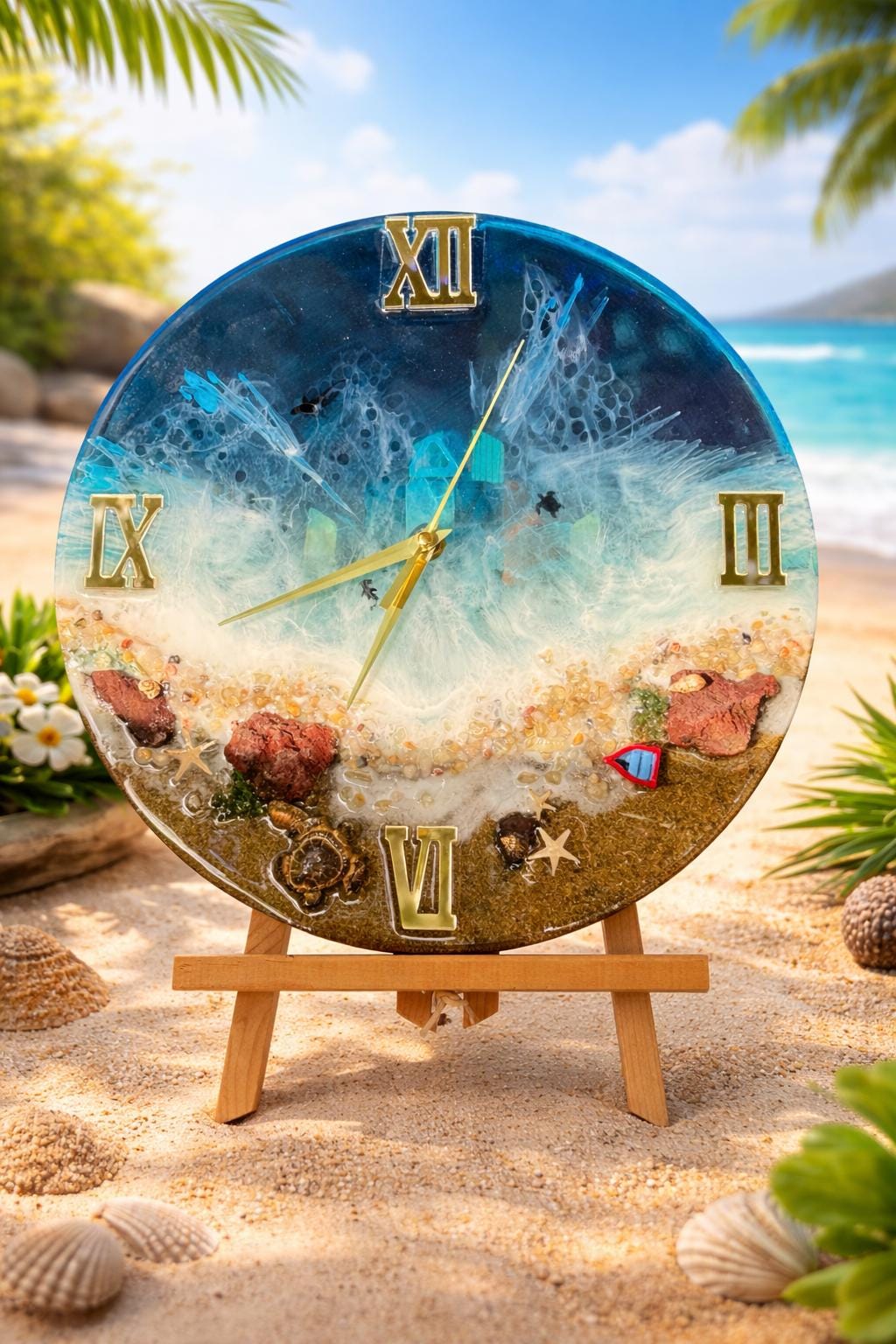 Sea Shell Resin Clock - Etsy