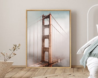Descarga digital del Puente Golden Gate de San Francisco, Arte mural del Puente Golden Gate, Póster del Puente Golden Gate, Impresión de arte mural de surf en California