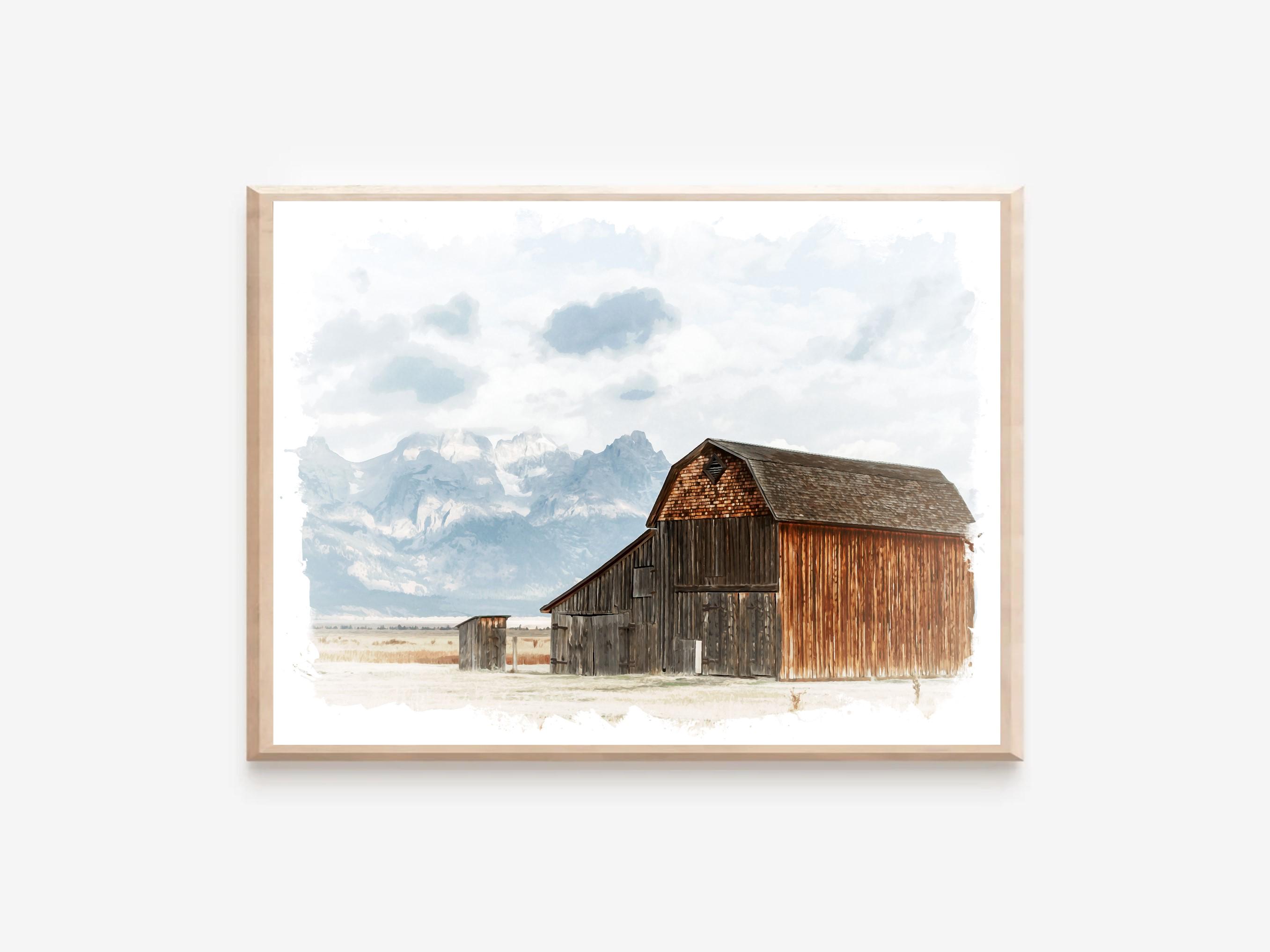 Watercolor Farmhouse Wall Art, Digital Rustic Farmhouse Wall Art, Printable Barn Print, Country Wall Art Landscape Watercolor, Rustic Art