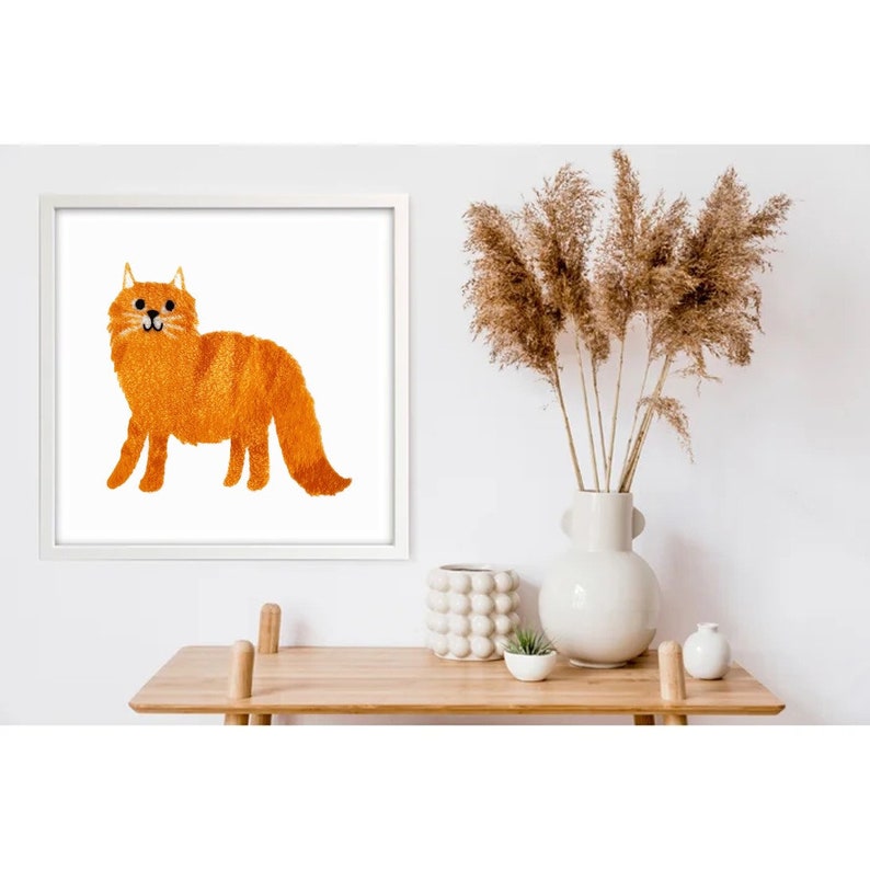 Cat Watercolor Print, Fluffy Watercolor Cat Print, Watercolor Cat Wall ...