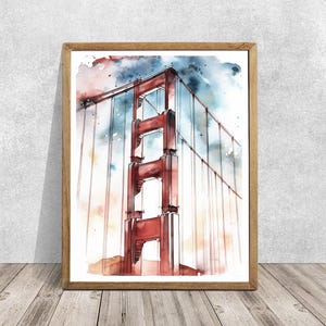 Golden Gate Bridge Wall Art Digital, Digital Golden Gate Bridge Art Print, San Francisco Wall Art Print, Golden Gate Bridge Print Download