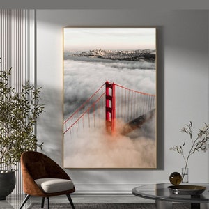 Golden Gate Bridge Digital Print, Printable Golden Gate Bridge Art Print, Digital San Francisco Wall Art Print, Digital Cityscape Wall Art