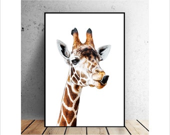 Giraffe Wall Print, Safari Giraffe Art Print, Giraffe Wall Art, Safari Decor, Digital Giraffe Printable Animal Wall Art Print, Nursery Art