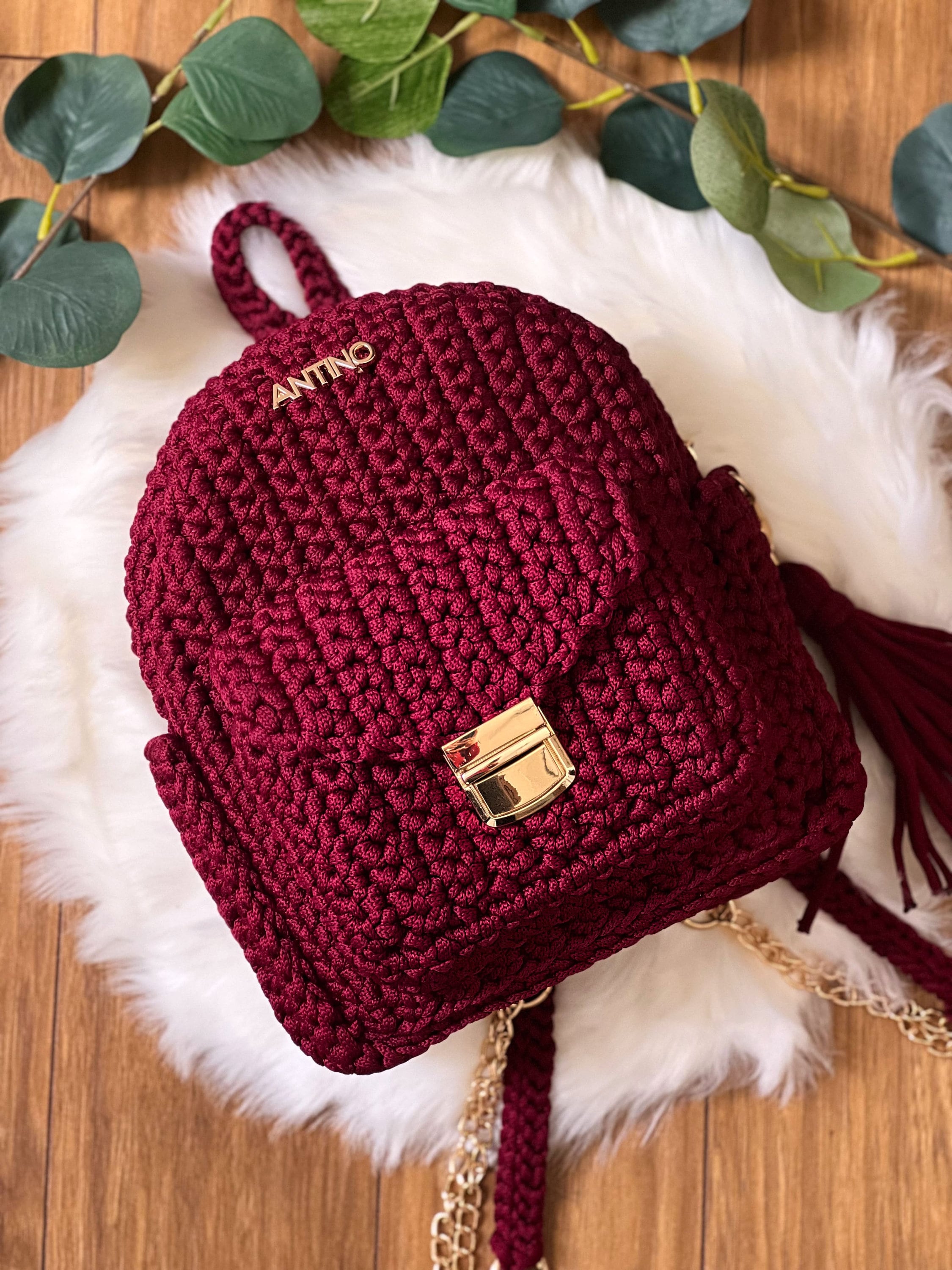 Crochet Mini Backpack With Chain.women's Bag With Backpack 