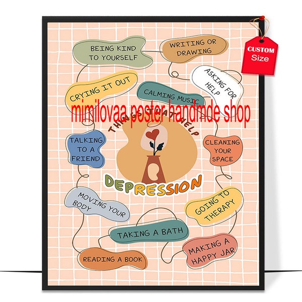 Help Depression Poster Mental Health Posterfor Classroom School Counselor Therapist Office Decor