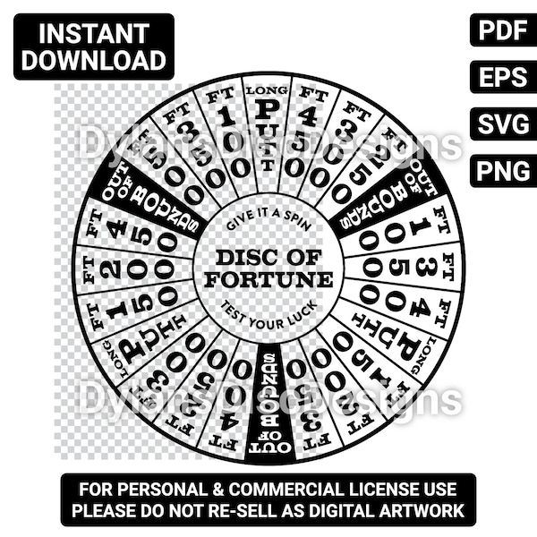 Disc of Fortune SVG Vector Design Disc Golf Stencil