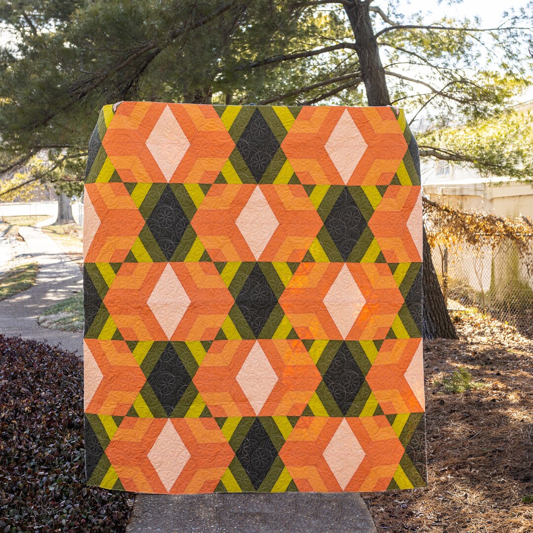 Divergence Throw Quilt, Homemade Quilt, Retro Home Decor, Picnic