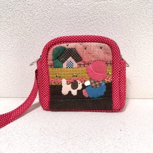 Monedero de patchwork hecho a mano con aplique clásico de Sue – Monedero acolchado de estilo cottagecore