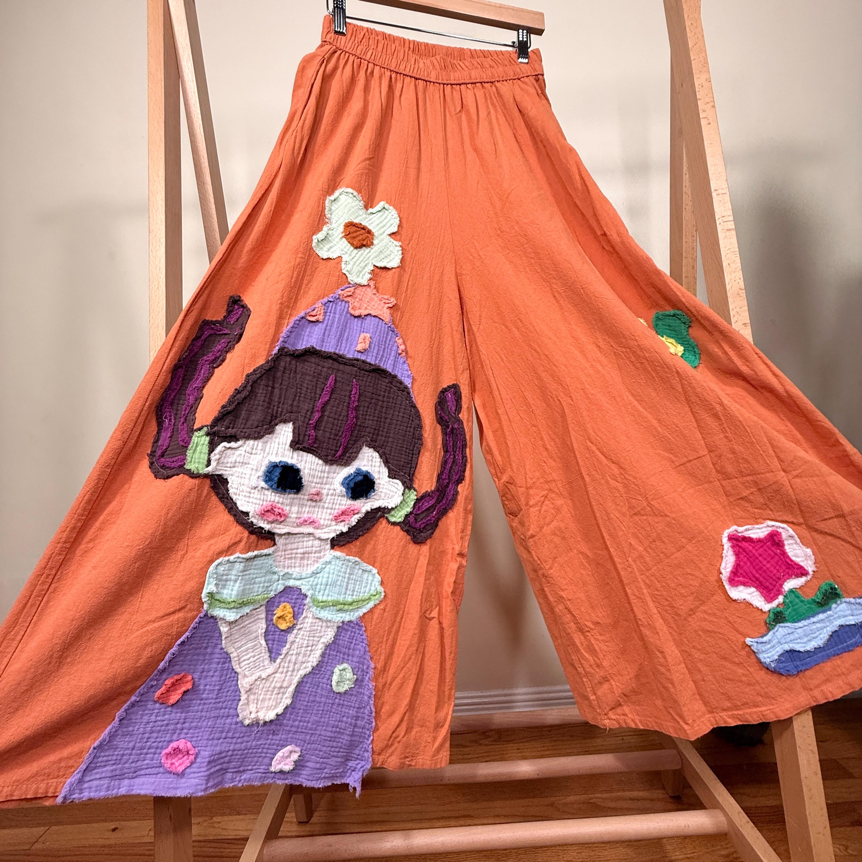 Handmade Appliqué Wide-leg Pants – Whimsical Art-to-wear - Etsy