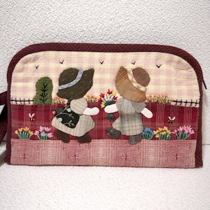 Cartera bordada a mano con patchwork / Pulsera acolchada japonesa