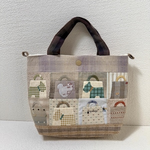 Handmade Patchwork Tote Bag: Quilted Cottagecore Handbag with Purse Motifs