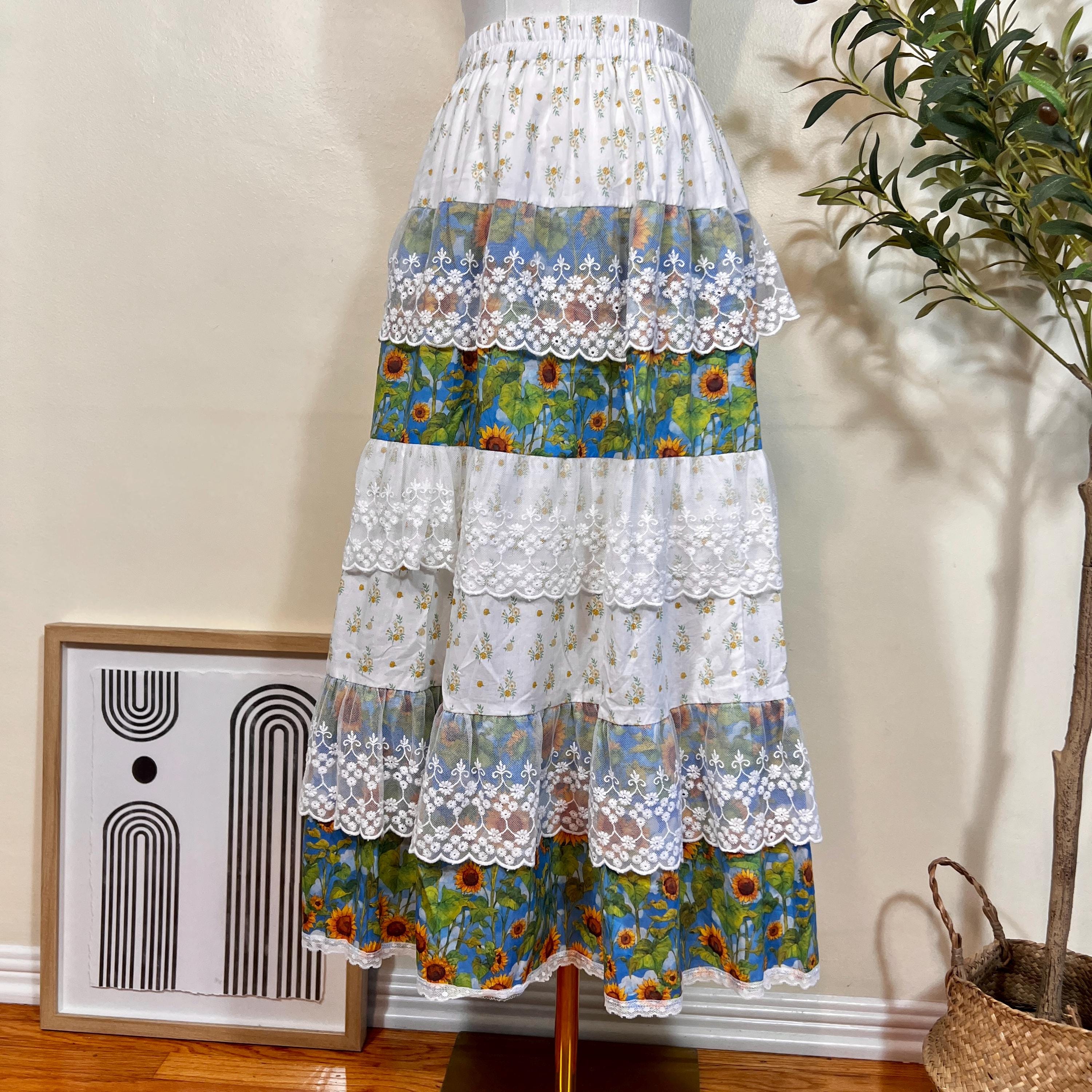 Eaphi cotton lace patchwork skirt