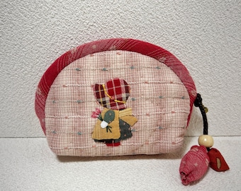 Handgefertigte gesteppte Geldbörse: Sunbonnet Sue Applikation, Cottagecore Beutel
