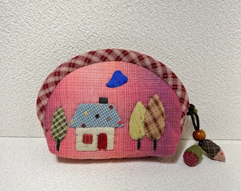 One-of-a-kind Handmade Quilted Zipper Pouch – Pink Aurora Yarn