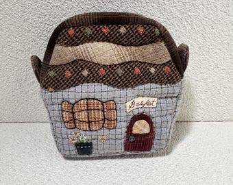 Handgemaakt patchwork-muntenzakje - schattig cottage-design, moederdagidee