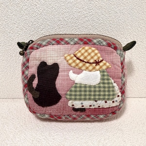 Bolsita acolchada bordada a mano, bolso cuadrado con cremallera, bolso con estampado de paisaje natural