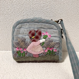 Handgefertigte Patchwork-Geldbörse, besticktes Armband, gestepptes Kartenetui, kleines Reißverschlusstäschchen, einzigartiges Geschenk