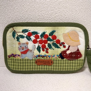 Handmade Quilted Wallet with Sunbonnet Sue and Cottage Appliqué