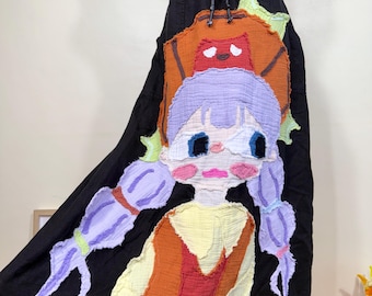 Handmade Appliqué Midi Skirt: Whimsical Patchwork Cotton Fairycore