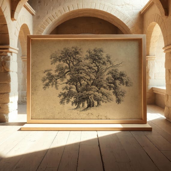 アンティークな木の絵 – 自然をモチーフにした素朴なインテリアに