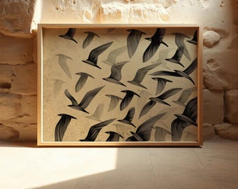 Dessin d'oiseau vintage - Dessin au trait minimaliste pour une décoration murale élégante inspirée de la nature # S15
