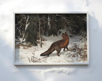 VINTAGE DEER ART - Framed Winter Painting