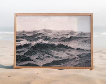 Vintage Nautical Wall Art - Ocean Seascape Print for Bathroom or Beach House Decor #SS01