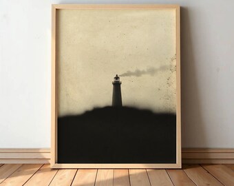 Lighthouse Wall Art - Vintage Coastal Print, Rustic Nautical Home Decor #S64