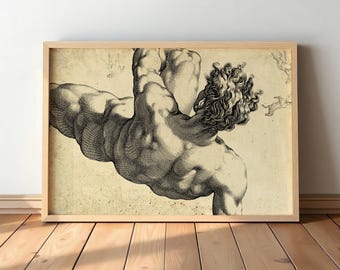 Icarus Line Art Print – Vintage Mythology Sketch for Minimalist or Classic Wall Decor #S33