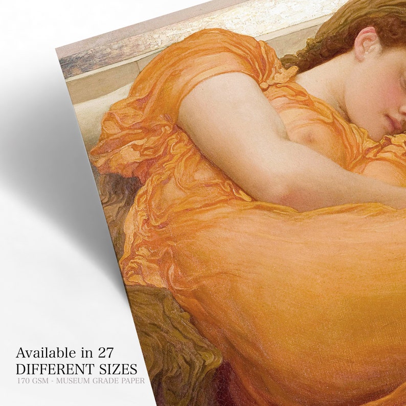 Frederic leighton flaming june print vintage female etsy