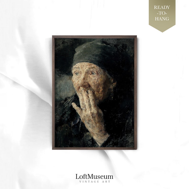 Caroline Kubin 18601945 Vintage Old Woman Portrait Oil Painting