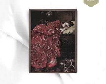 VINTAGE ART - George Hendrik Breitner Red Kimono Frame