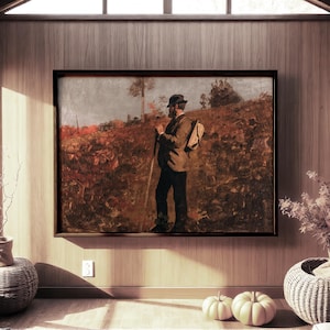 Vintage Hiking Art Print: Rustic Framed Portrait
