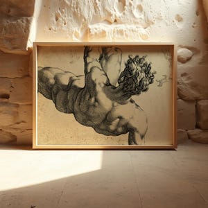 Icarus Wall Art Print – Mythological Minimalist Sketch for Timeless Interior Aesthetics #S33