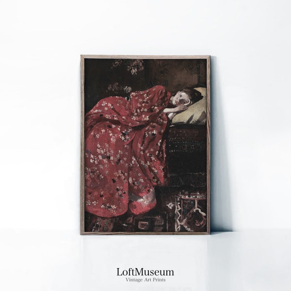 El kimono rojo • Pintura de mujer vintage más favorita • Reproducción realista de pintura al óleo • Regalos para ella • Papel de calidad para museo • F61