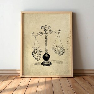 CARTEL DE ARTE VINTAGE - Dark Academia Mind Soul Balance