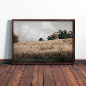 Antique Landscape Painting - Vintage Farmhouse Wall Art