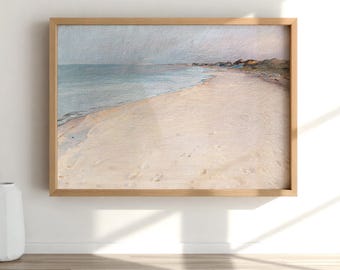 Beach Wall Art, Tranquil Coastal Drawing, Soft Ocean Landscape Summer Home Decor #SS19