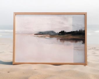 Minimalist Seascape Art – Watercolor Ocean Wall Decor Print #SS70