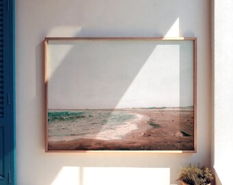 Beach Wall Art, Tranquil Coastal Drawing, Serene Ocean Landscape Summer Home Decor #SS53