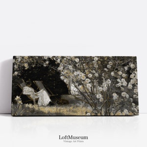 a painting of two people in a field of flowers