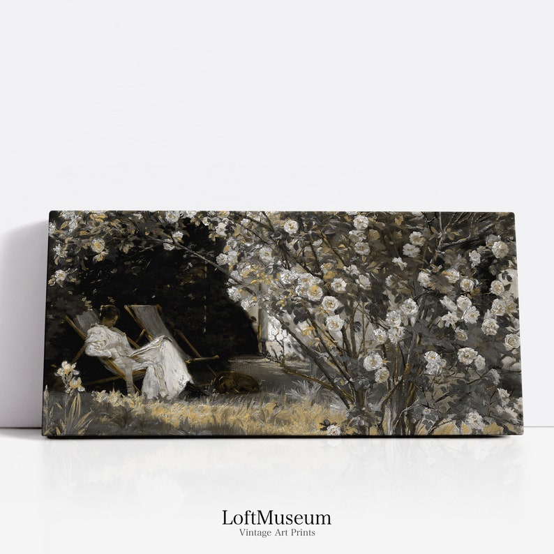 a painting of two people in a field of flowers