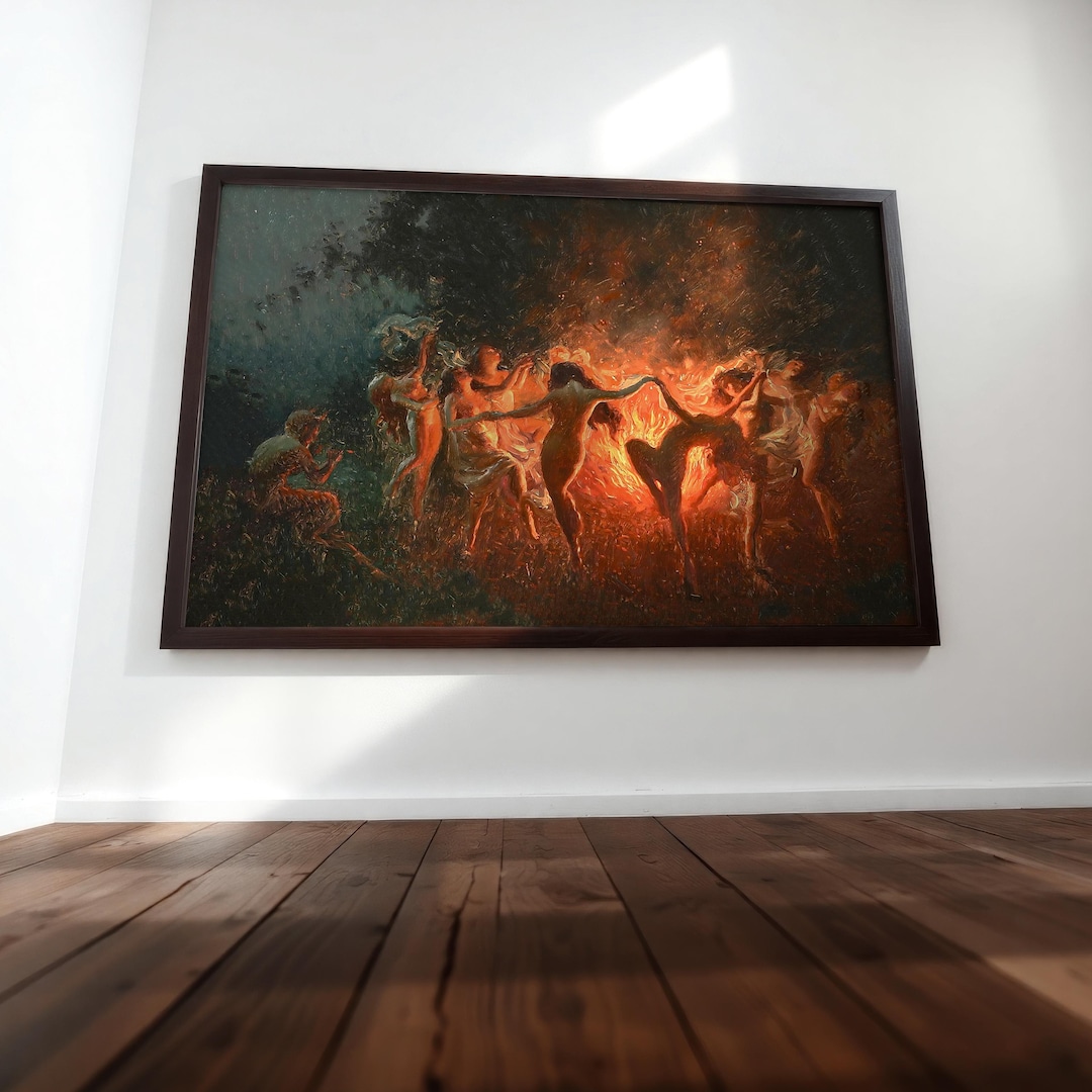 Vintage Fire Dance Painting - Framed Fantasy Art Gift - Etsy