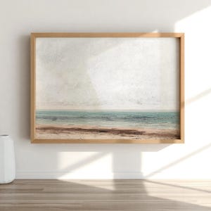 Beach Wall Art, Soft Coastal Drawing, Tranquil Summer Ocean Landscape Decor #SS21