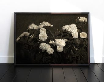 WHITE ROSES ART - Framed Dark Academia Print