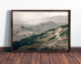 VINTAGE MOUNTAIN ART: ingelijst natuurschilderij