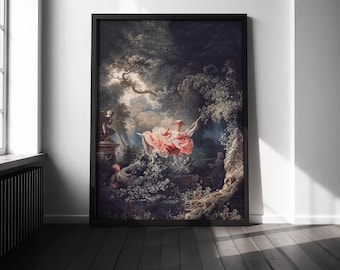 Vintage Rococo Wall Art - The Swing Painting for Maximalist Decor